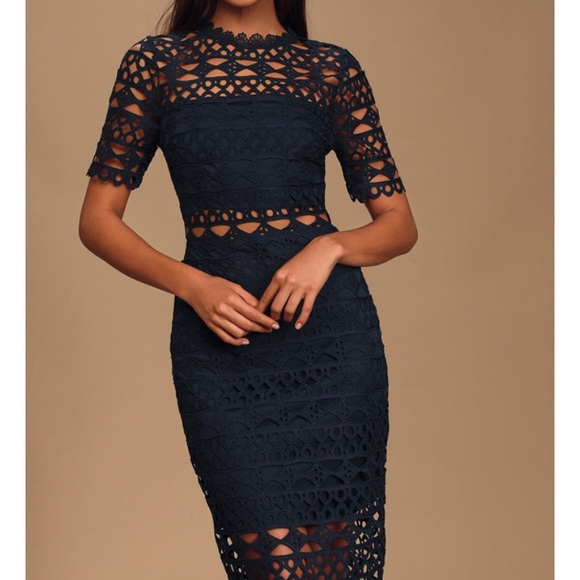 navy bodycon midi dress